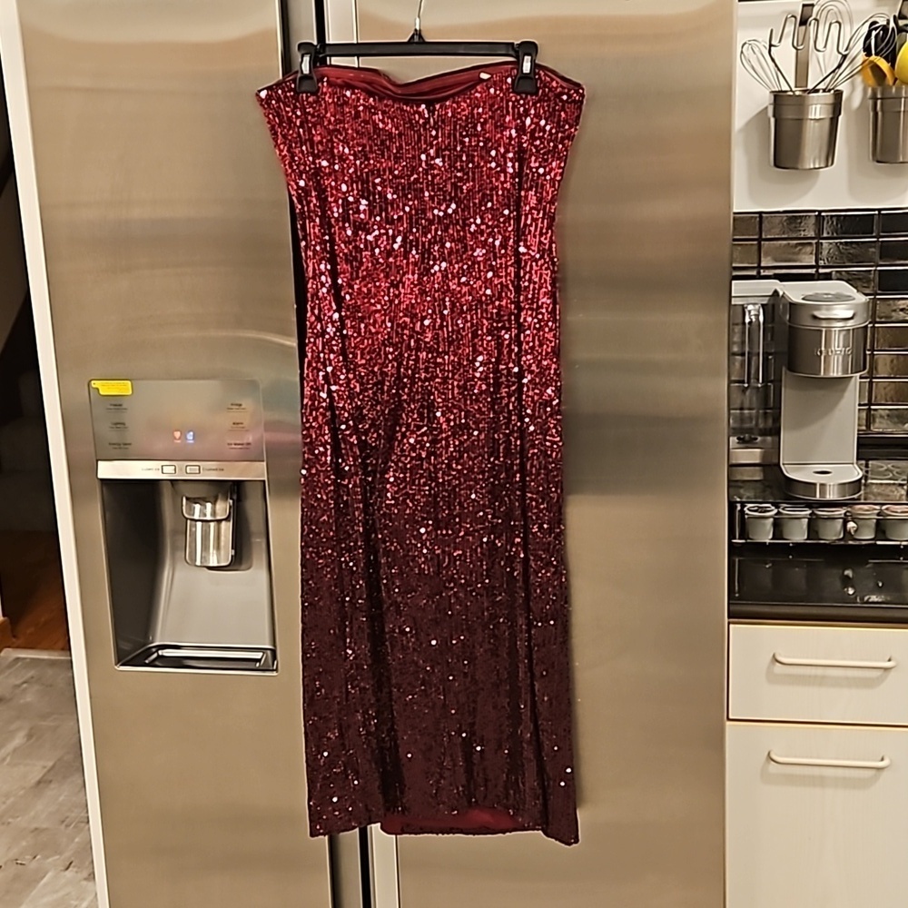 💕TRINA TURK💕 Stella Strapless Sheath Dress Festive Fuchsia Plum Sequin 10 NWT - Picture 11 of 16